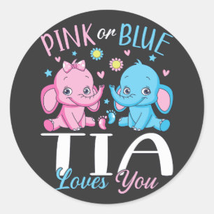 Pink Or Blue Tia Loves You Elephant Baby Classic Round Sticker