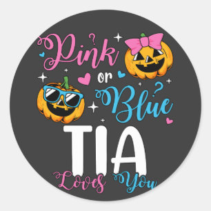 Pink Or Blue Tia Loves You Pumpkin Baby Classic Round Sticker