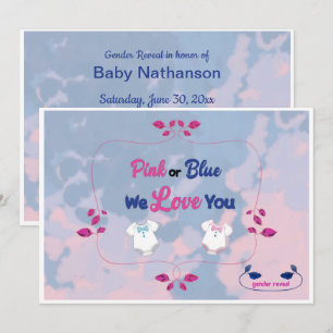 Pink or Blue Tie Dye Gender Reveal Invitation