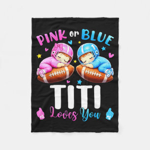 Pink or blue titi loves baby gender reveal footbal fleece blanket