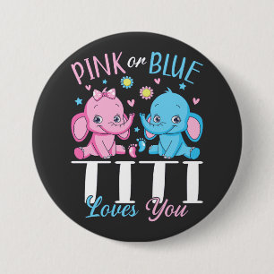 Pink Or Blue Titi Loves You Elephant Baby Round 7.5 Cm Round Badge