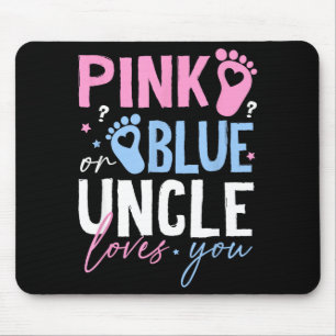 Pink or blue uncle loves gender reveal new uncle mouse pad