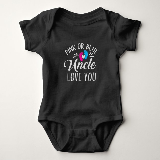 Pink or blue Uncle loves you Baby Bodysuit (Front)