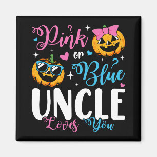 Pink Or Blue Uncle Loves You Pumpkin Baby Square Magnet