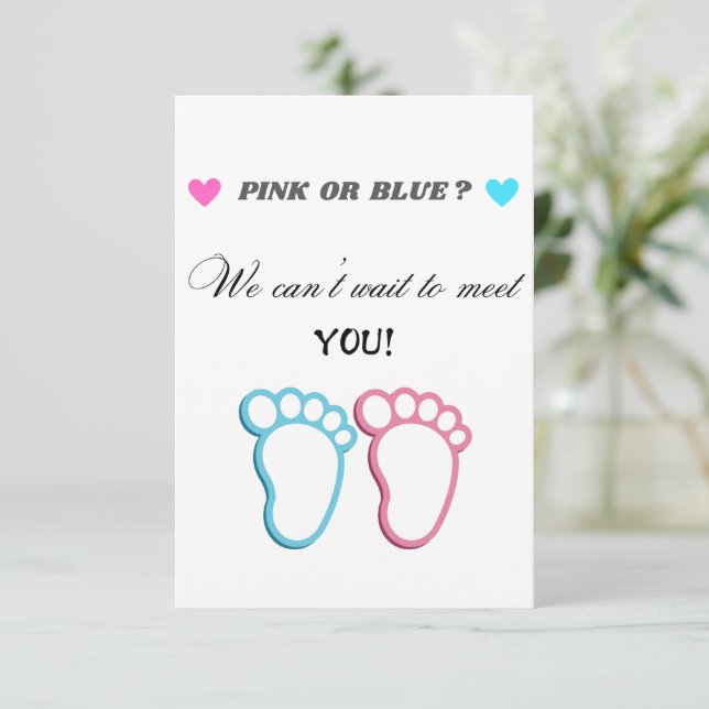 Pink or blue we can't wait to meet you card (Standing Front)
