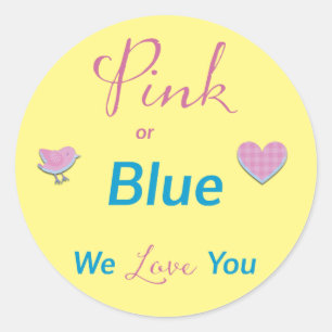 Pink or Blue We Love You Classic Round Sticker