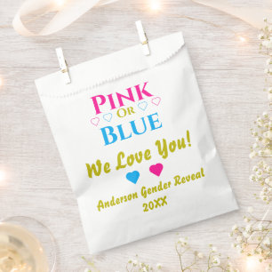 Pink Or Blue, We Love You! Gender Reveal Favour Bag