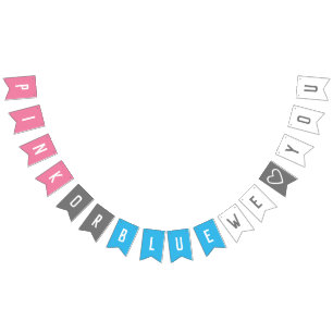 Pink or Blue We Love You Gender Reveal Heart Bunting