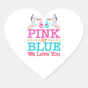 Pink or Blue We Love You Gender Reveal Stork Heart Sticker