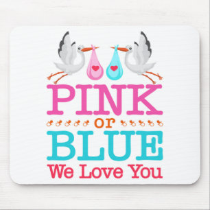 Pink or Blue We Love You Gender Reveal Stork Mouse Pad