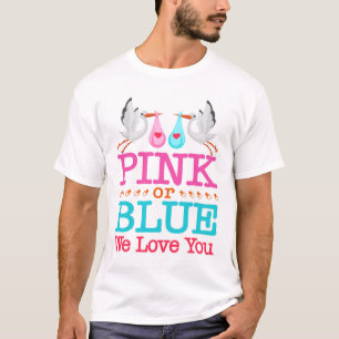 Pink or Blue We Love You Gender Reveal Stork T-Shirt