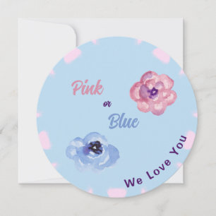 Pink or Blue We Love You Watercolor Flowers Invitation