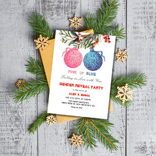 Pink or Blue Winter Gender Reveal Party Invitation
