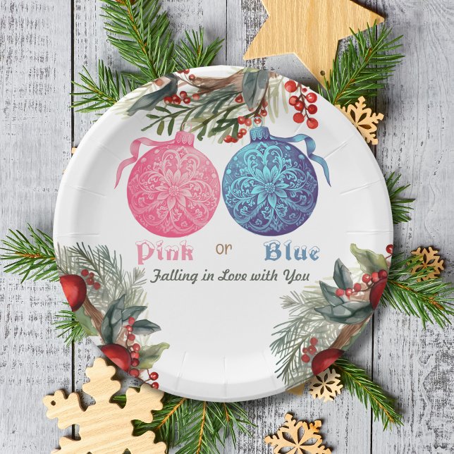 Pink or Blue Winter Gender Reveal Party  Paper Plate (Creator Uploaded)