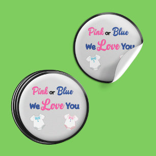 Pink or Blue with Layette Bodysuits Classic Round Sticker