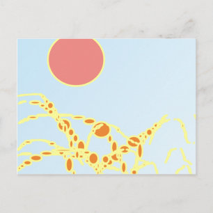 pink & orange 1276 abstract art postcard