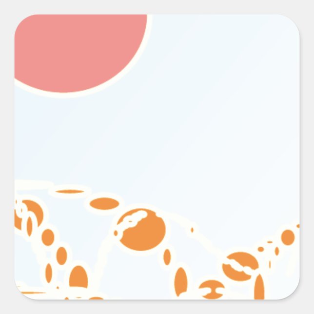 pink & orange 1276 abstract art square sticker (Front)