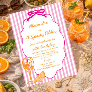 Pink Orange A Spritz Older Aperol Spritz Birthday Invitation