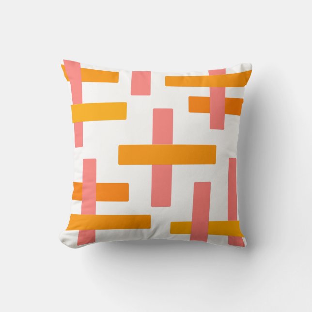 Pink & Orange Abstract Art Cushion (Front)