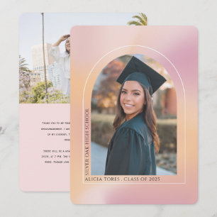 Pink Orange Aesthetic gradient, photos graduation Announcement