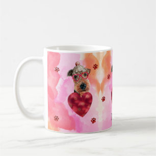 Pink Orange Airedale Valentines Day Gift Dog Coffee Mug