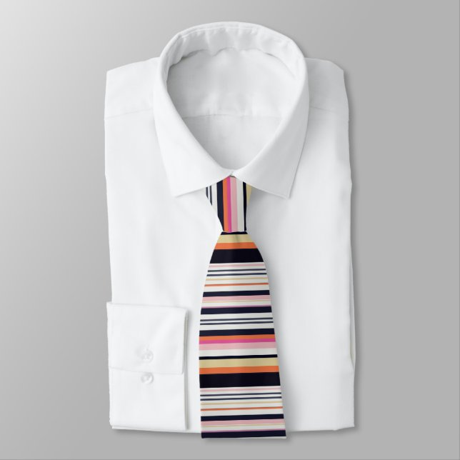 Pink orange and blue stripes tie (Tied)