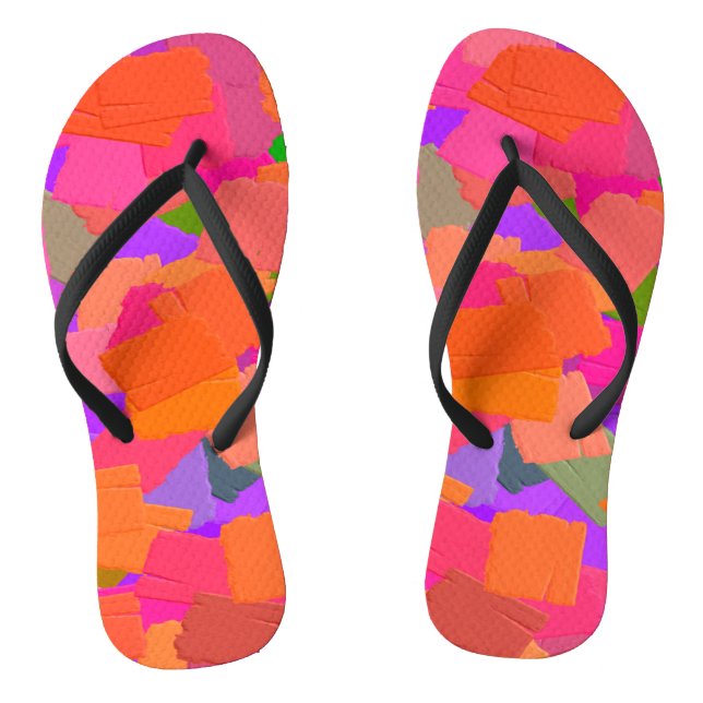 Pink, Orange and Purple Abstract Thongs (Footbed)