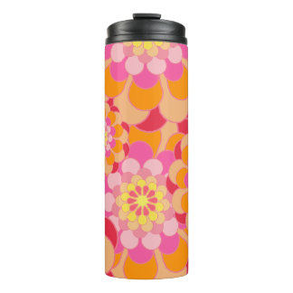 Pink Orange and Red Flower Power Retro Thermal Tumbler
