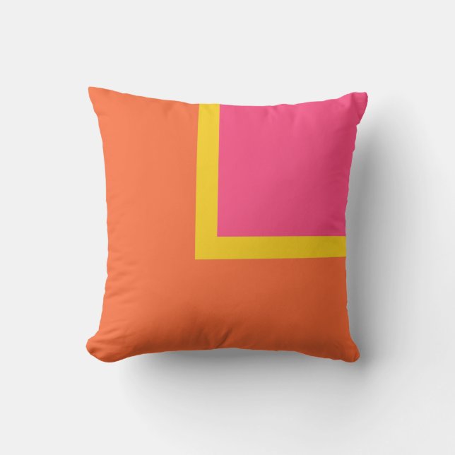 Pink, Orange and Yellow Modern Colour Block Cushion (Front)