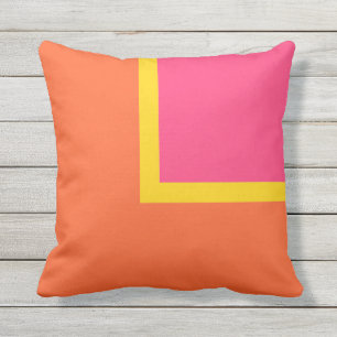Pink, Orange and Yellow Modern Colour Block Cushion