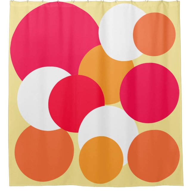 Pink, Orange and Yellow Polka Dots Shower Curtain (Front)