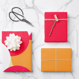 Pink, Orange and Yellow Polka Dots Wrapping Paper Sheet