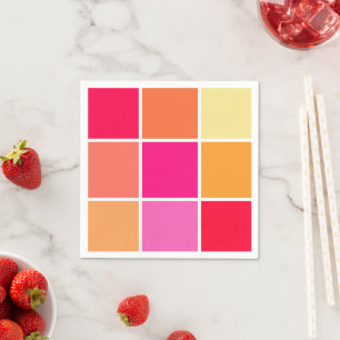 Pink, Orange and Yellow Squares Napkin