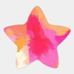 Pink, Orange and Yellow Watercolors Star Sticker