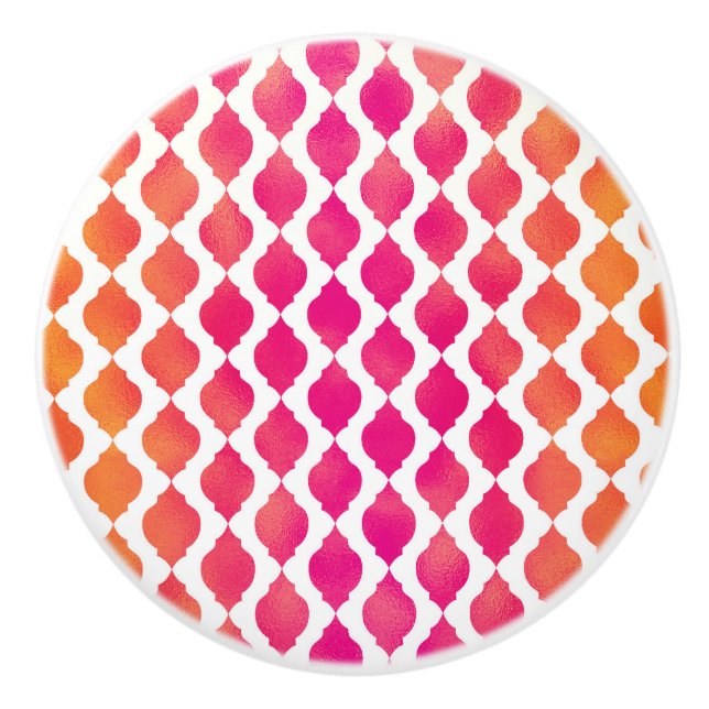 Pink & Orange Arabian Moroccan Glam Indian Theme Ceramic Knob (Front)