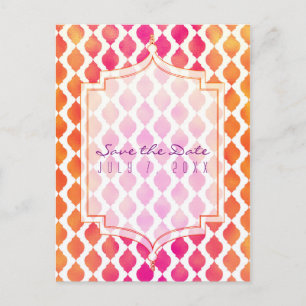 Pink & Orange Arabian Moroccan Theme Save the Date Announcement Postcard