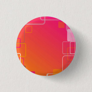 Pink-orange background with colourful squares 3 cm round badge