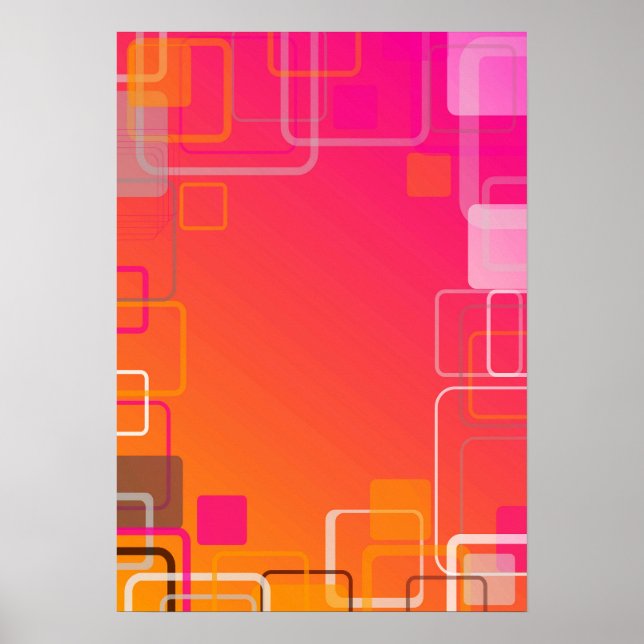 Pink-orange background with colourful squares poster (Front)