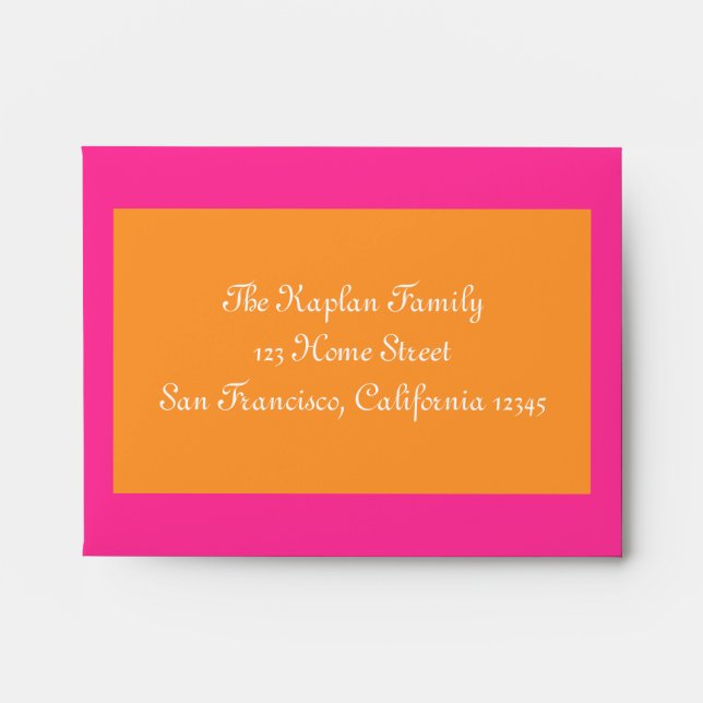 Pink Orange Bat Mitzvah RSVP Sweet 16 Birthday Envelopes (Front)