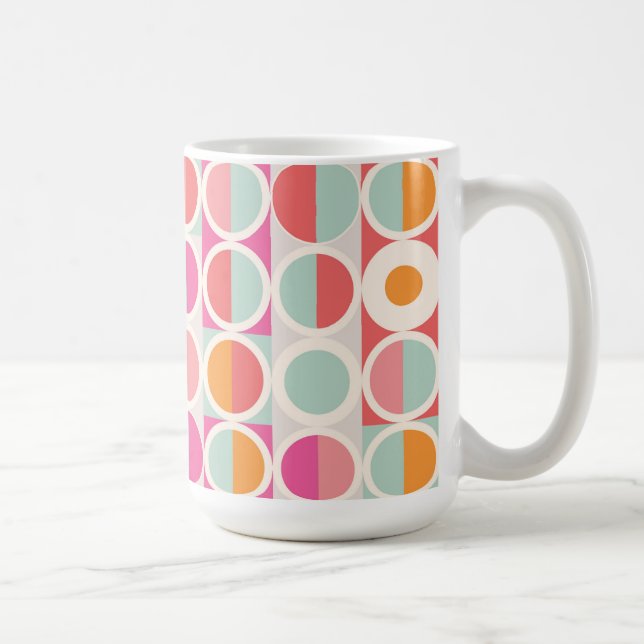 Pink Orange Blue Geometric Pattern Coffee Mug (Right)