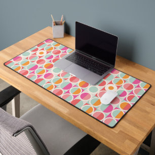 Pink Orange Blue Geometric Pattern Desk Mat
