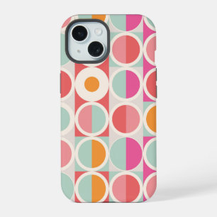 Pink Orange Blue Geometric Pattern iPhone 15 Case