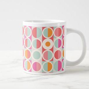 Pink Orange Blue Geometric Pattern Large Coffee Mug
