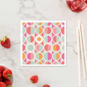 Pink Orange Blue Geometric Pattern Napkin