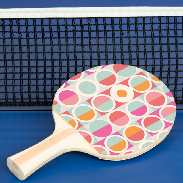 Pink Orange Blue Geometric Pattern Ping Pong Paddle (Insitu)