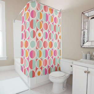 Pink Orange Blue Geometric Pattern Shower Curtain