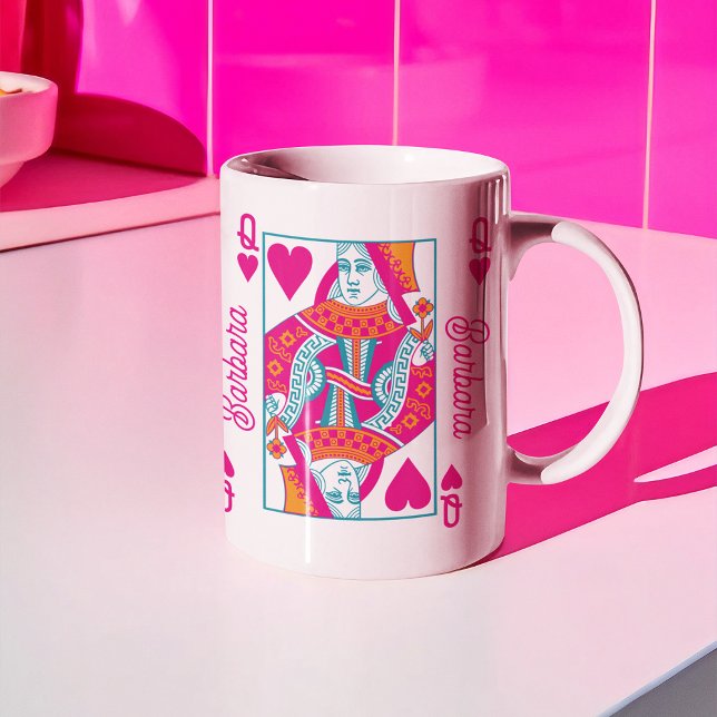 Pink Orange Blue Queen of Hearts Custom Coffee Mug (Creator Uploaded)