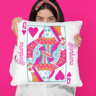 Pink Orange Blue Queen of Hearts Custom Cushion