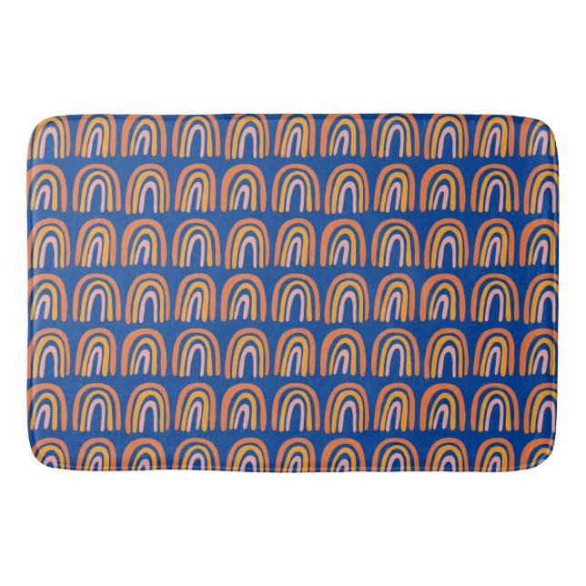 Pink Orange Blue Rainbow Pattern Bath Mat (Front)