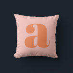 Pink Orange Bold Monogram Initial Letter Custom Cushion<br><div class="desc">This throw pillow features an oversized orange initial on a soft blush pink background. The bold,  graphic letter design makes it a fun and personalised addition to a bedroom,  dorm room,  or nursery. Fully customisable with any letter. Makes a great gift for birthdays,  holidays,  or back to school.</div>